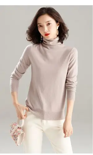 金涩js高领羊绒衫女套头百搭短款 2020秋冬新款港风堆堆领山羊绒纯色