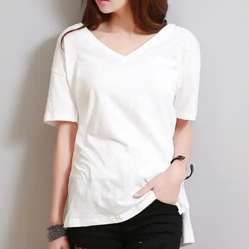 喜欢低领白色t恤女短袖的还喜欢