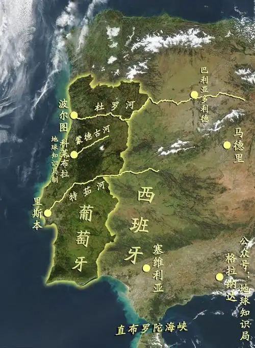 位置来看,在陆地上,葡萄牙地处整个欧亚大陆的边缘(伊比利亚半岛)的西