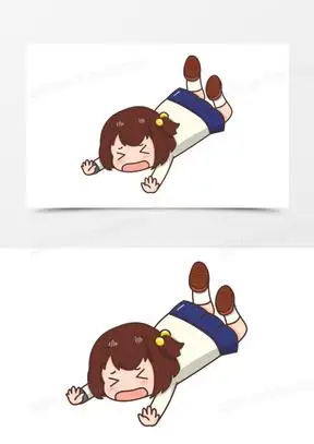 卡通手绘女孩摔倒免抠元素