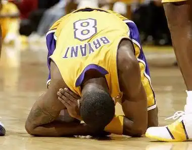 科比肩部受伤提前退场湖人队就剩光杆佩顿图