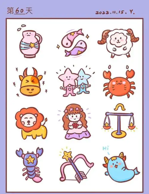 星座简笔画挑战:第60天打卡作品分享