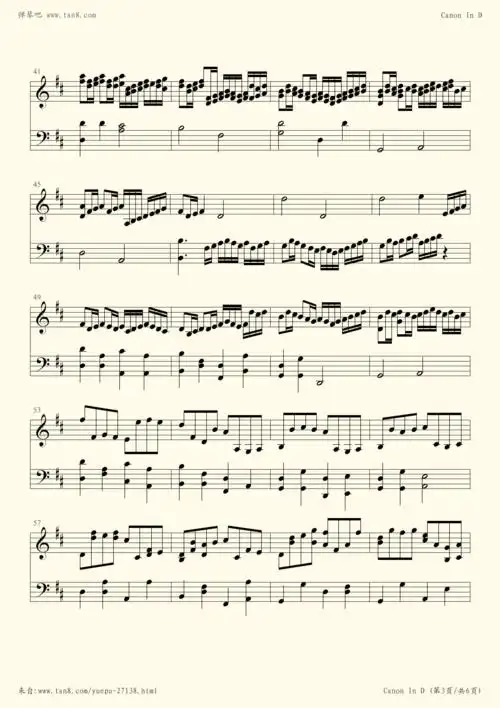 钢琴谱 - canon in d