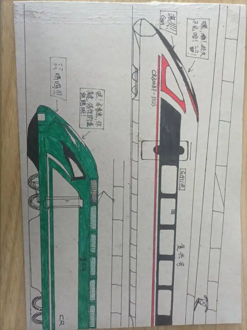 本人画的高铁和动车图片