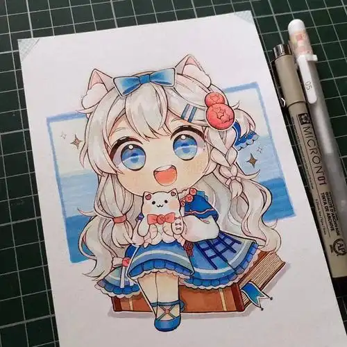 马克笔手绘萌萌哒q版马克笔手绘真是炒鸡炒鸡可爱呢