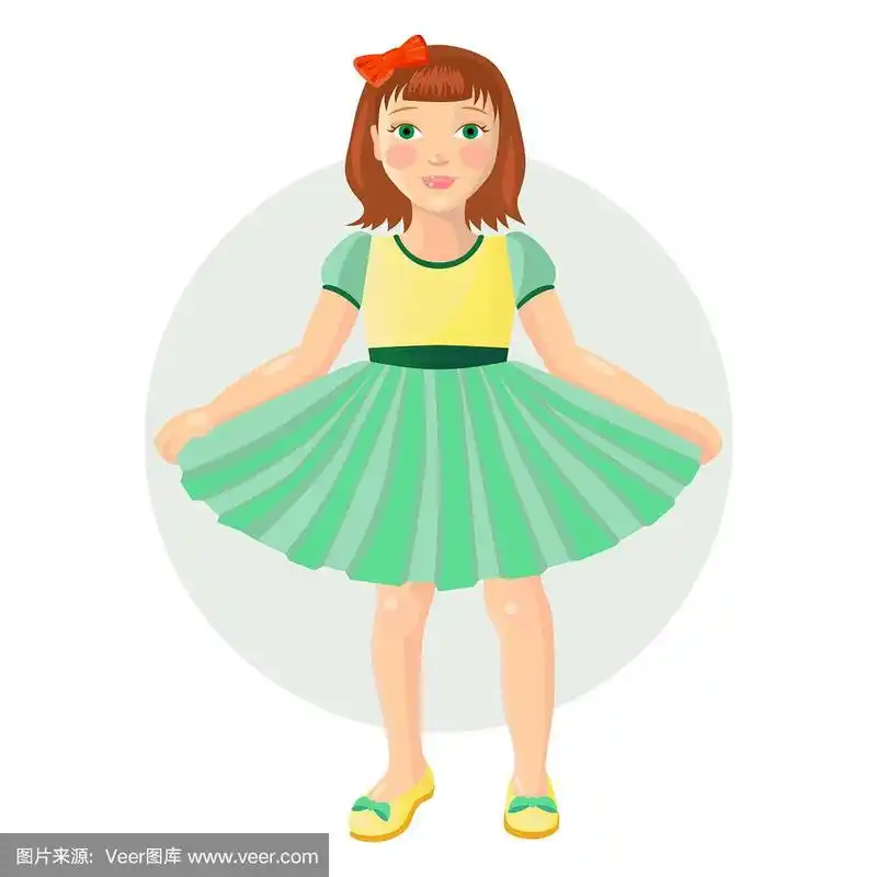 穿裙子的小女孩.矢量艺术