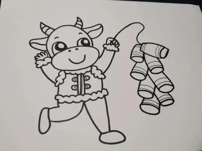 牛年大吉简笔画 牛年大吉简笔画儿童画