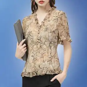 哥弟真丝雪纺衬衣