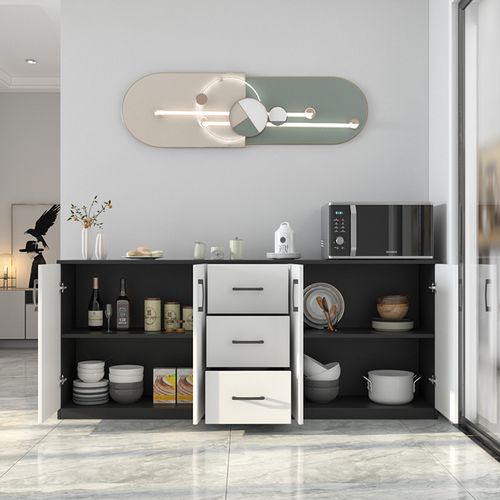 餐厅矮柜厨房储物柜现代简约大容量餐边柜一体靠墙碗柜餐边柜