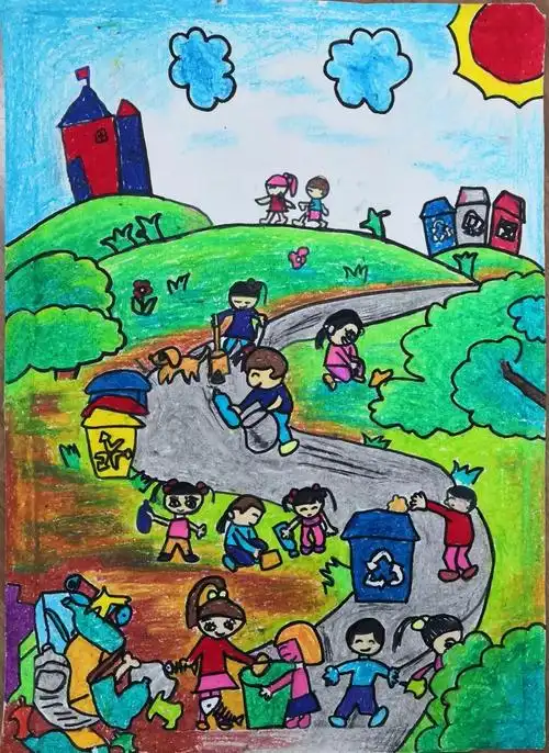 "呼唤绿色 保护生态"儿童环保绘画-图4