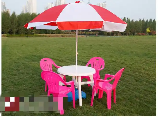 家户外沙滩桌椅塑料桌椅带伞组合饭店大排档烧烤桌椅 半径120太阳伞