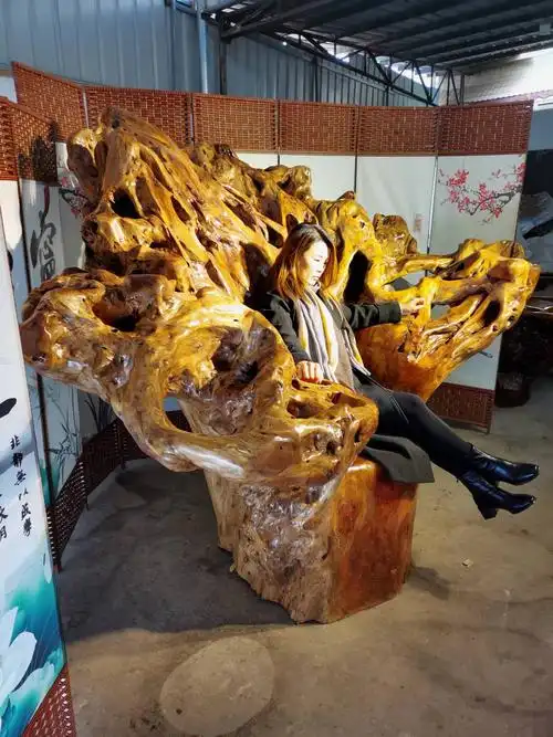 超大型一体树头根雕背椅天然实木凳子茶几茶台根雕凳子