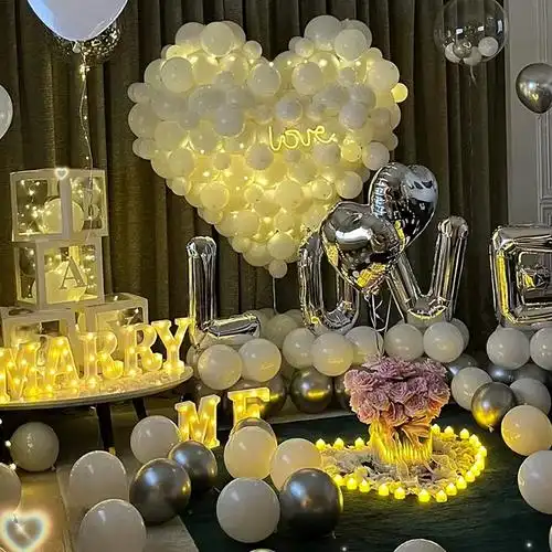 求婚室内布置套装简约高级道具表白kt板室外气球浪漫创意用品场景