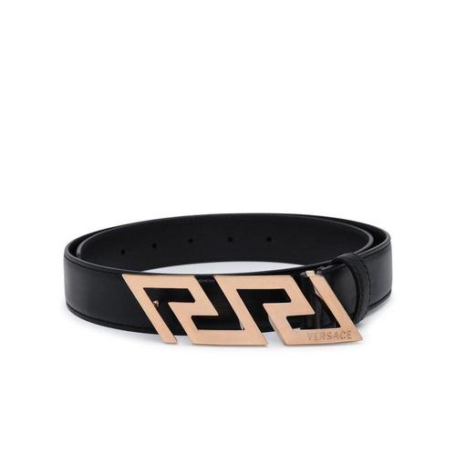 范思哲versace黑色男士腰带|logo engraved buckle belt - 90cm