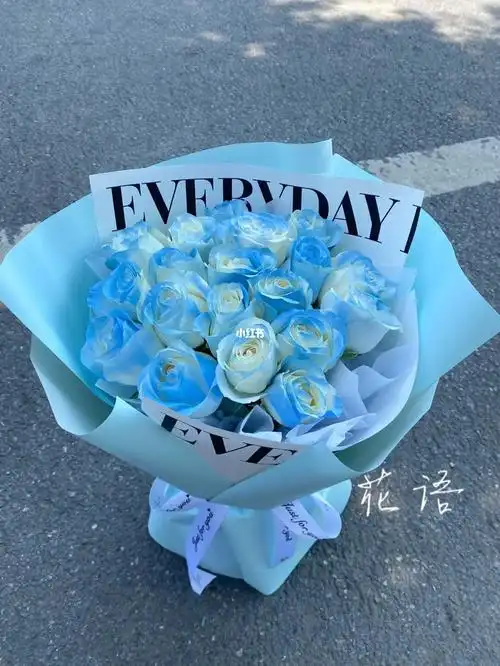 碎冰蓝玫瑰花束06