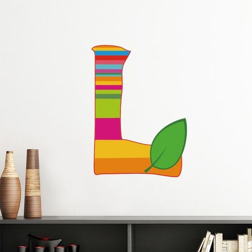 l字母水果有趣可爱插画图案墙贴壁纸房间贴花