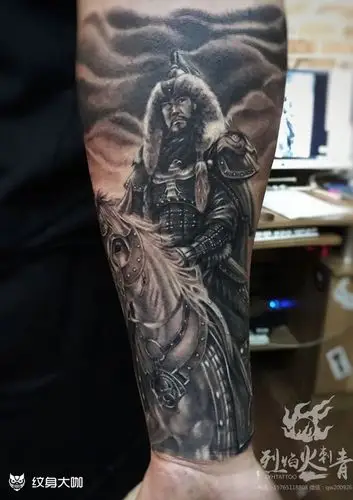 成吉思汗_黑灰写实纹身图案大全 - 纹身大咖