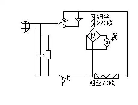 吹风的内部电热丝连哪里