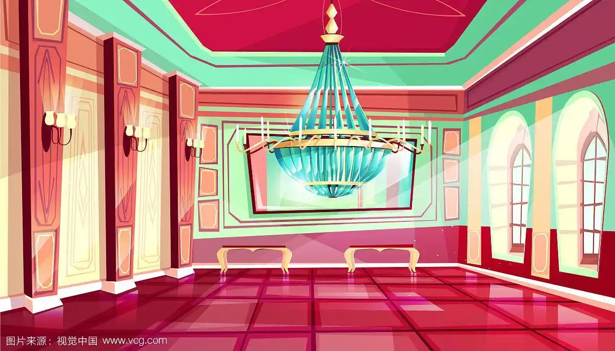 卡通城堡宫殿舞厅背景