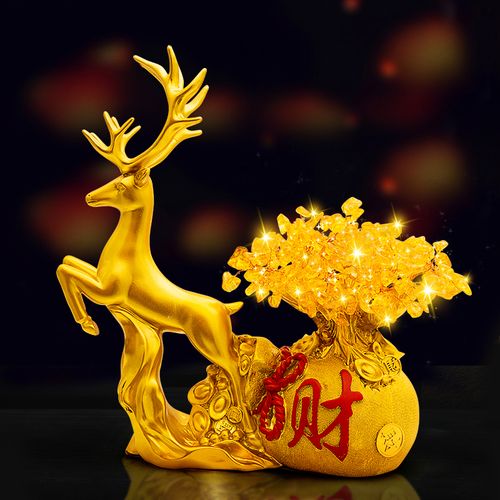 招财鹿酒柜装饰品摆件家居客厅电视柜发财树乔迁新居礼品开业礼物