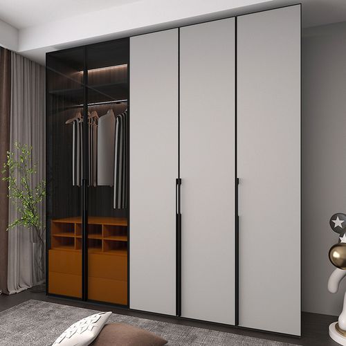 玻璃门定制衣柜门轻奢极简衣帽间钢化玻璃门书柜玻璃平开门橱柜门