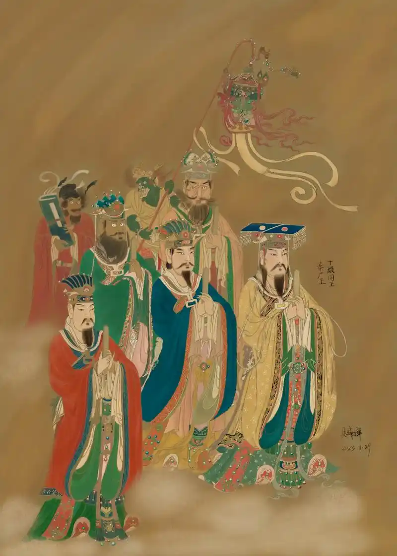 十殿阎王(神仙画像古画临摹) 中国的民间信仰体系中,阎罗王是 - 抖音