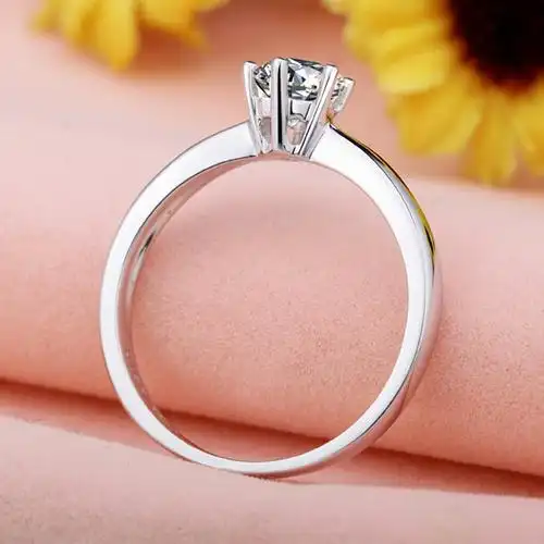 珂兰 白18k金/铂金简约戒托空托六爪皇冠订制结婚钻戒p pt950铂金 35