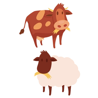 吃草的牛羊pngpsd2000*2000卡通手绘可爱动物羊千库原创pngpsd2000*