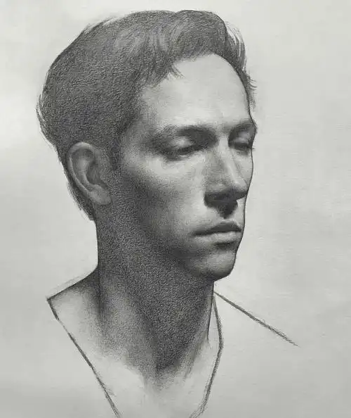 青年欧洲画家帕特里克,他的素描有着欧式古典的韵味