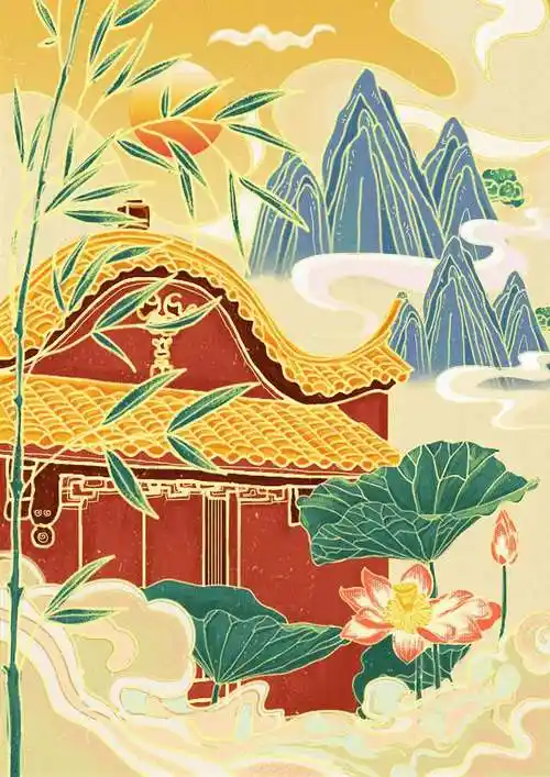 中国风国潮建筑插画