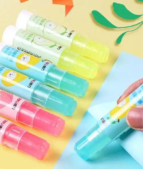 左一仁果冻色固体胶棒小手工无甲醛幼儿园美术用品可水洗胶棒15克固体