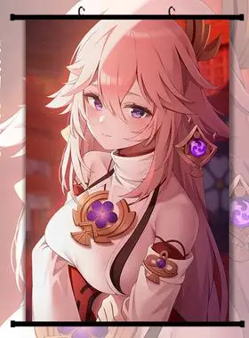 原神八重神子挂画动漫二次元高清图案自粘海报墙纸宿舍卧室房间