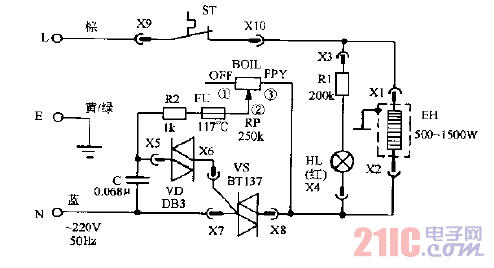 半球he-d500到1500ha电子调温电炉电路图