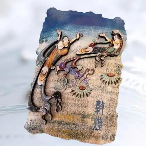 敦煌文创飞天冰箱贴木质立体磁铁莫高窟文创旅游纪念品居家伴手礼大号