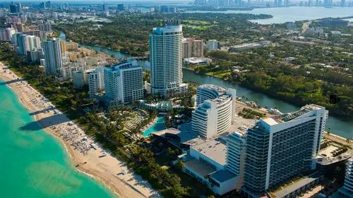 迈阿密,佛罗里达州,美国,城市风光,摩天大楼,海滩,海,河 壁纸