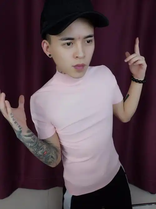 2019新款青少年男士短袖t恤社会人精神小伙修身潮流高领纯色半袖t