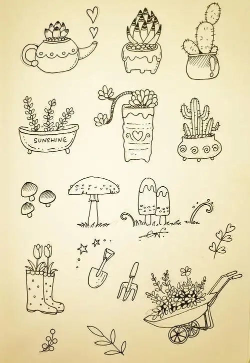 手绘手帐插画素材