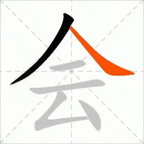 会字田字格的正确写法 会字的田字格笔顺规范写法笔顺:ノ丶一一フ丶