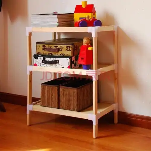 美好家实木置物架 零甲醛层架 三层置物架浴室厨卫收纳架储物架