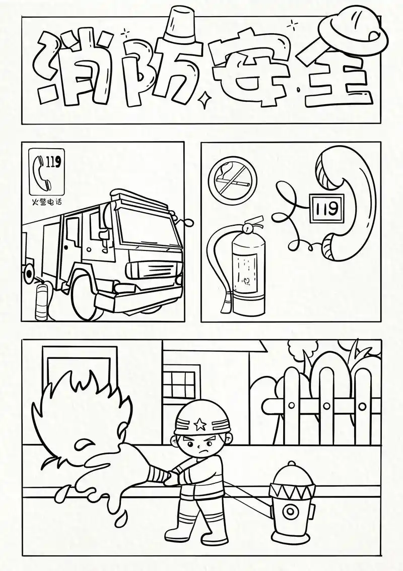 小小插画大安全,防火从我做起#主题画 #简笔画  - 抖音