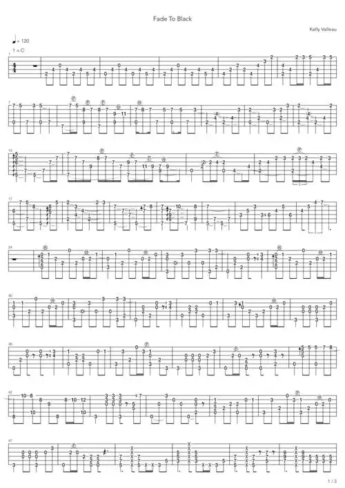 kelly valleau《fade to black》吉他谱