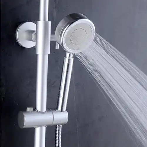 太空新款铝黑金色卫生间增压挂墙沐浴冷热水洗澡淋浴花洒龙头(套装)