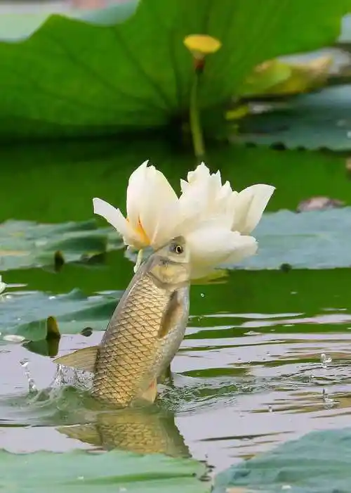鱼吃荷花.