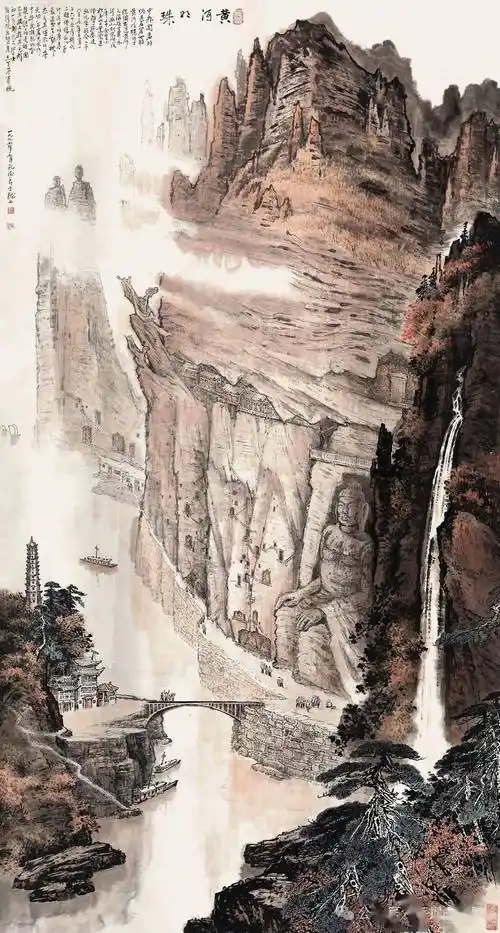 谭老师为你分享国画黄河山水画作品_平台_艺术_江尚仁