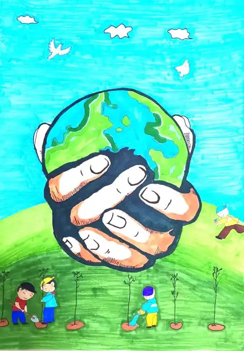 呵护地球 建绿色家园 小学生环保绘画一等奖 - 智慧妈咪网