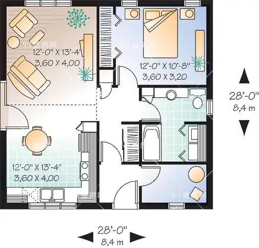 10万左右农村自建房设计图,70平米一层简约小户型,丁克标配 - 盖房