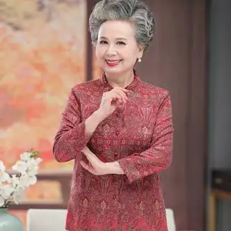 欧邦伦遥诚服饰奶奶装春秋季开衫老年妈妈薄外套老年女装长袖衬衫女