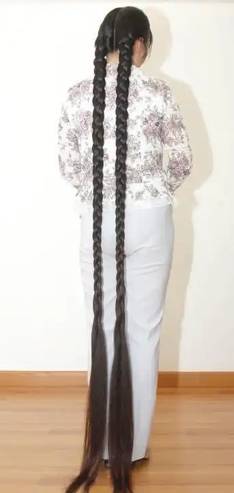 美丽的长发女剪辫子 长发女大辫子(2)