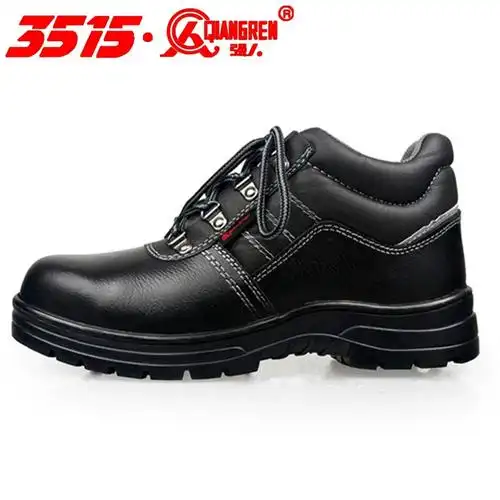 防砸防穿刺工作鞋钢头钢底安全鞋子真皮户外工作鞋3515强人劳保鞋
