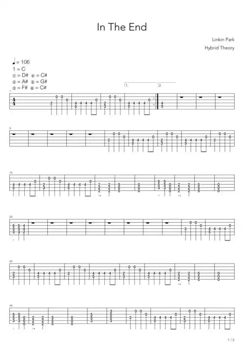 linkinparkintheend吉他谱